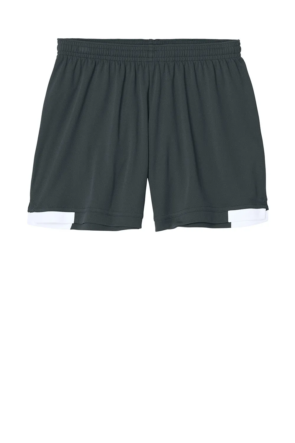 Sport-Tek Womens Club Moisture Wicking Shorts - Iron Grey/White