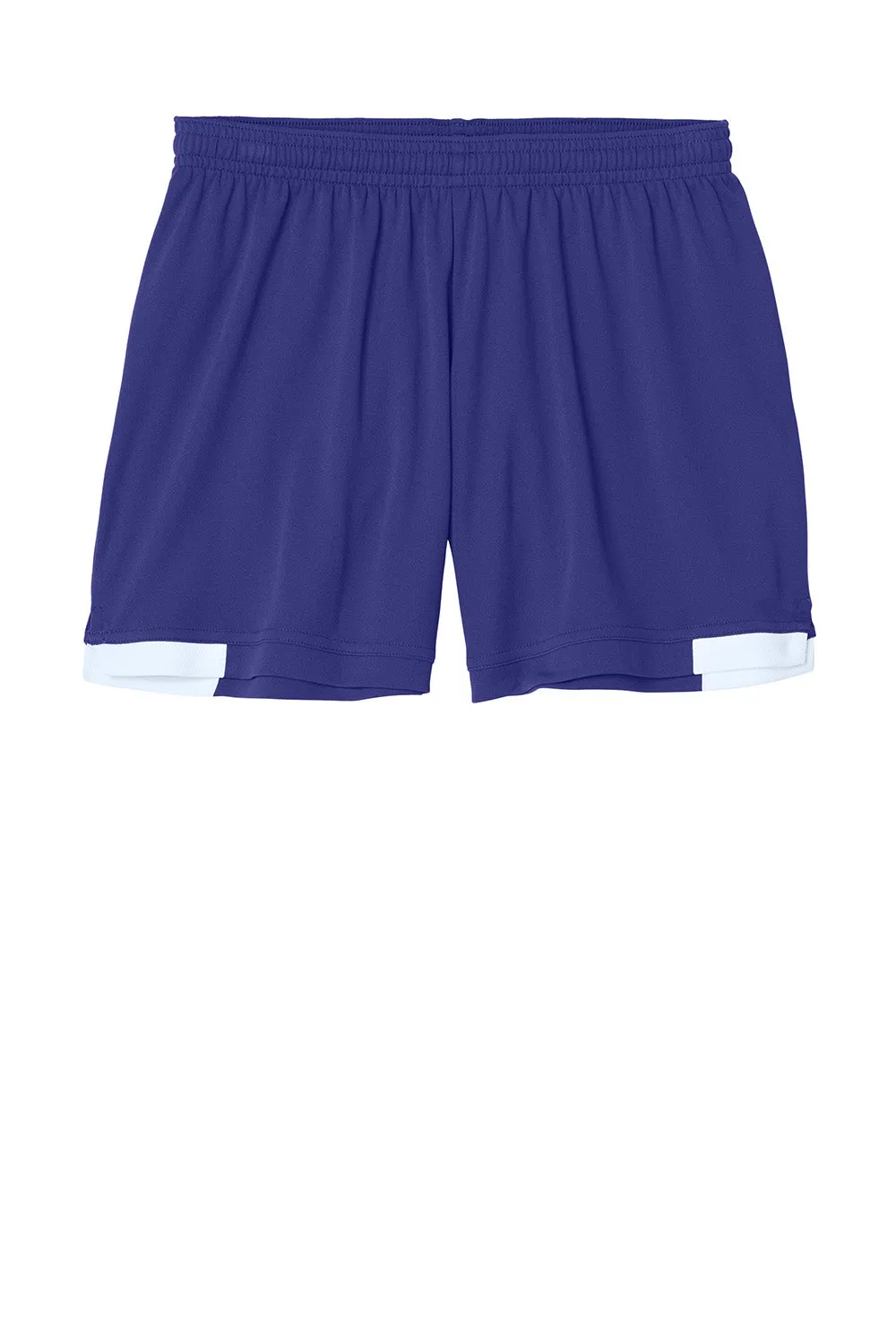 Sport-Tek Womens Club Moisture Wicking Shorts - Purple/White