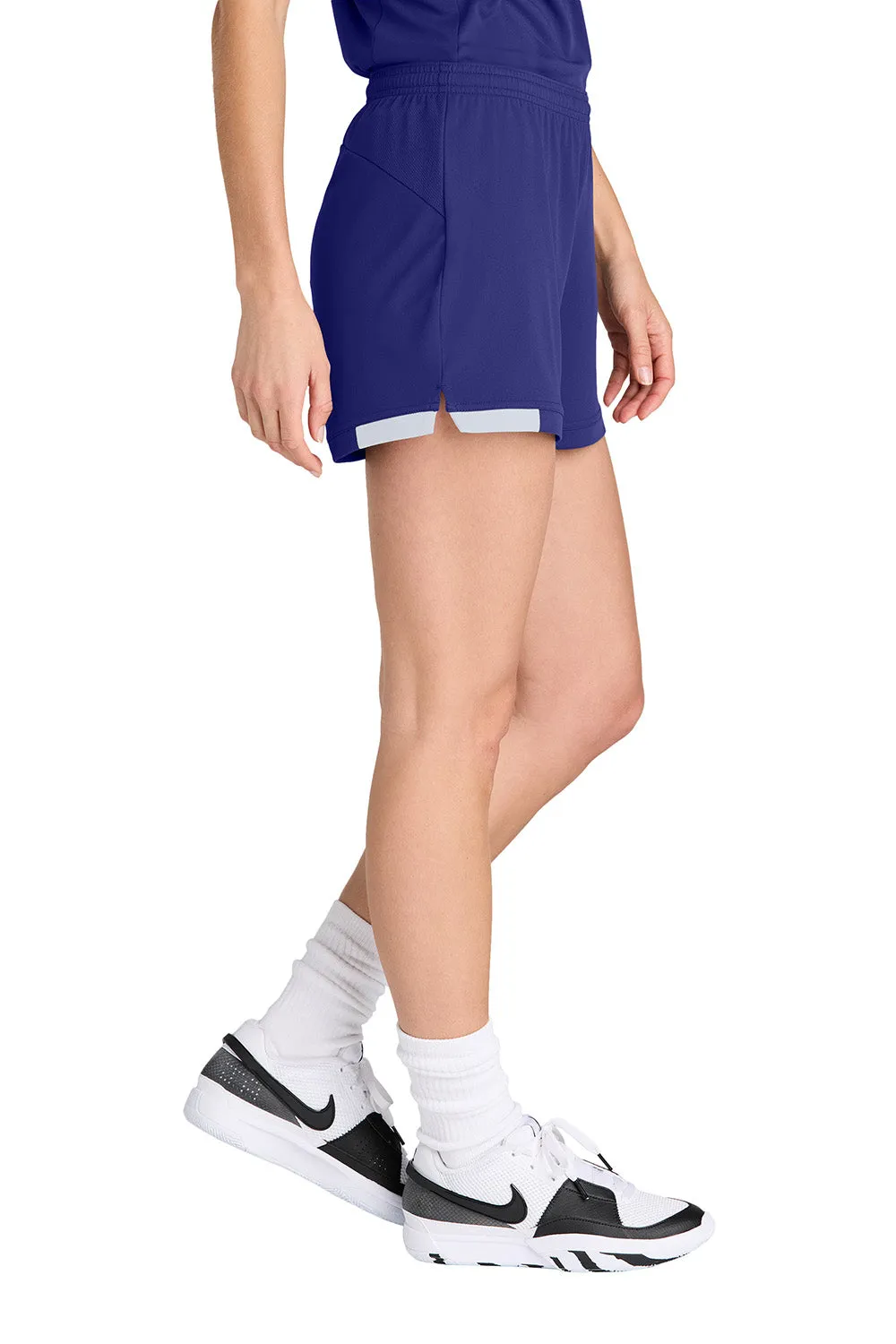 Sport-Tek Womens Club Moisture Wicking Shorts - Purple/White