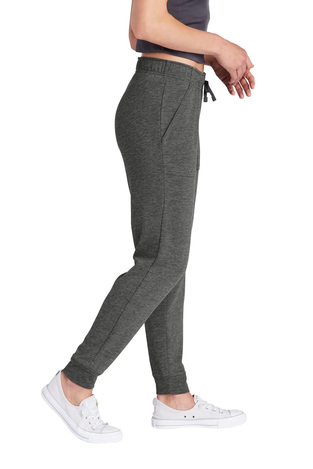Sport-Tek Womens Moisture Wicking Fleece Jogger Sweatpants w/ Pockets - Heather Dark Grey