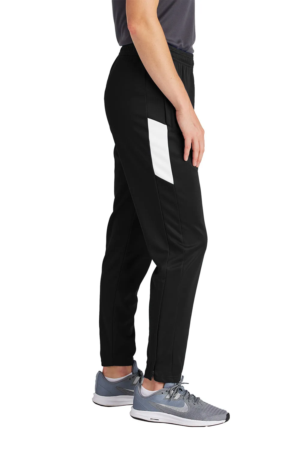 Sport-Tek Womens Moisture Wicking Travel Pants w/ Pockets - Black/White