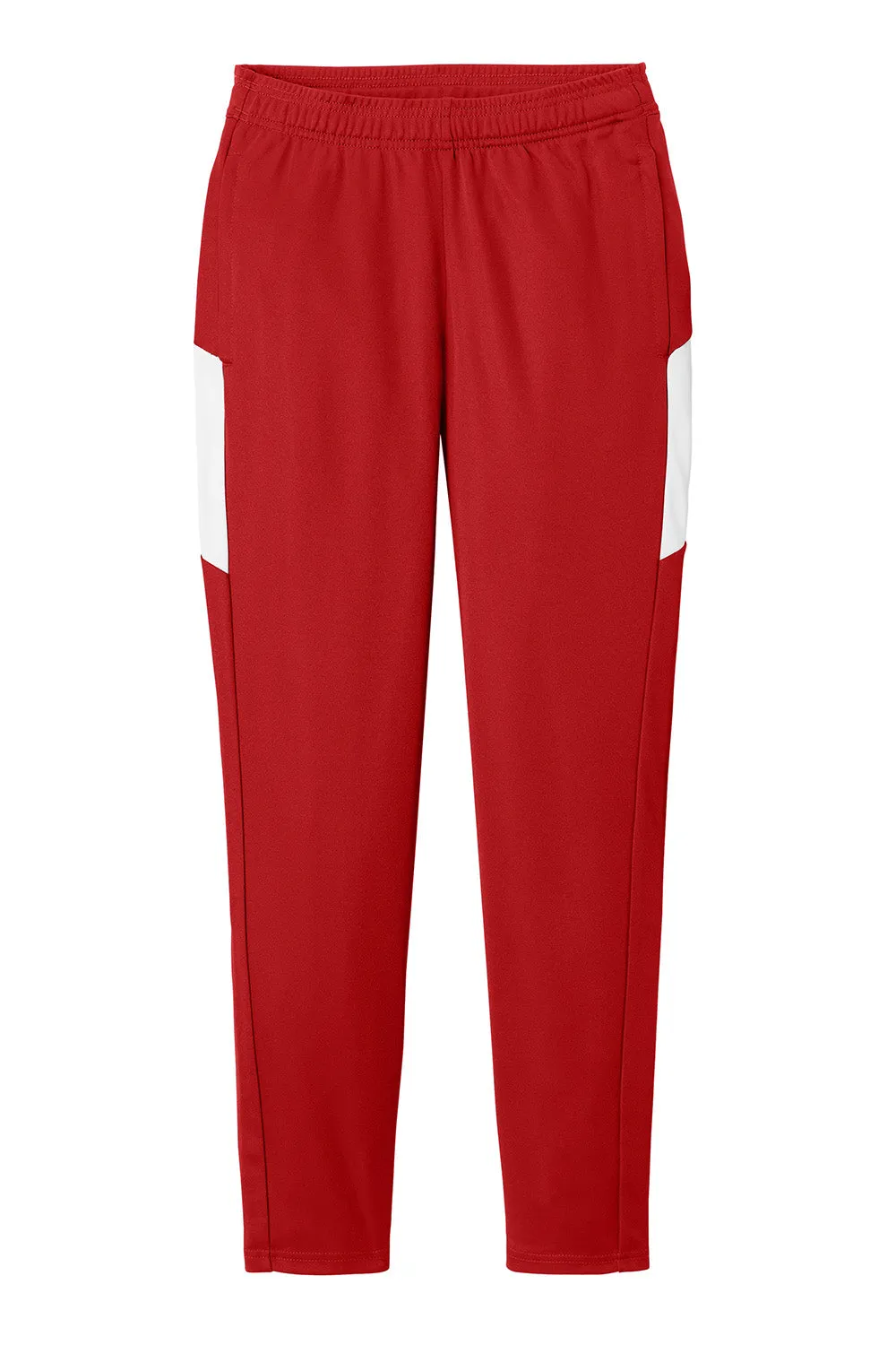 Sport-Tek Womens Moisture Wicking Travel Pants w/ Pockets - Deep Red/White