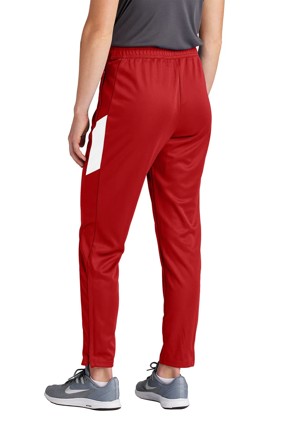 Sport-Tek Womens Moisture Wicking Travel Pants w/ Pockets - Deep Red/White