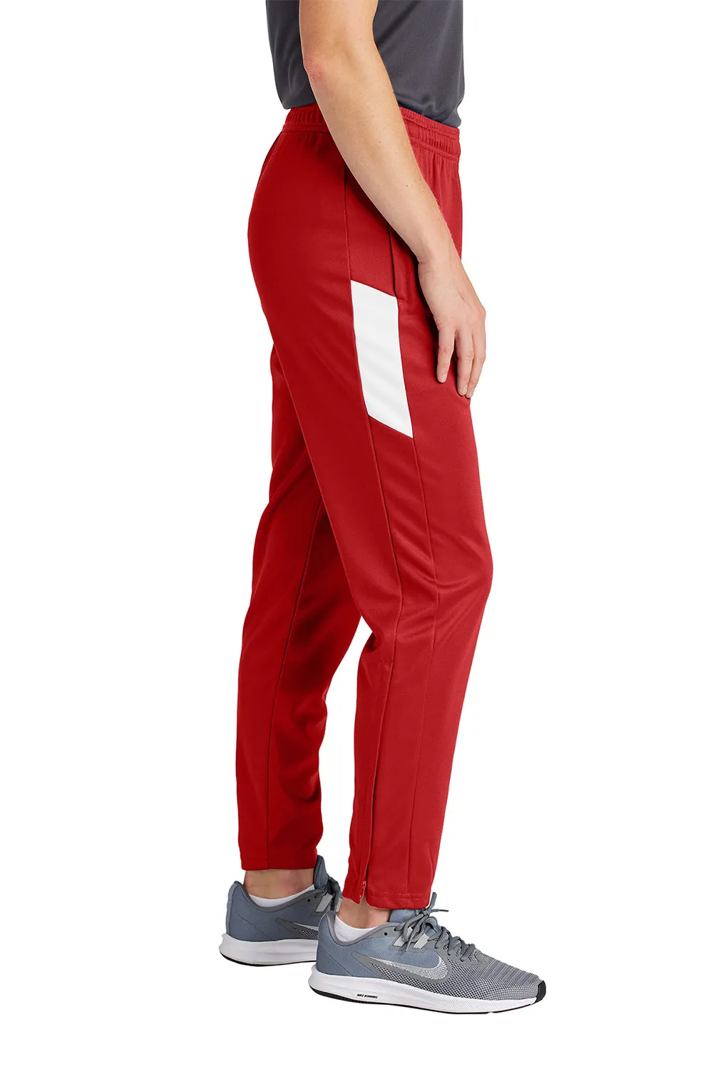 Sport-Tek Womens Moisture Wicking Travel Pants w/ Pockets - Deep Red/White
