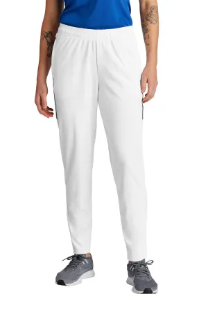 Sport-Tek Womens Moisture Wicking Travel Pants w/ Pockets - White/Iron Grey