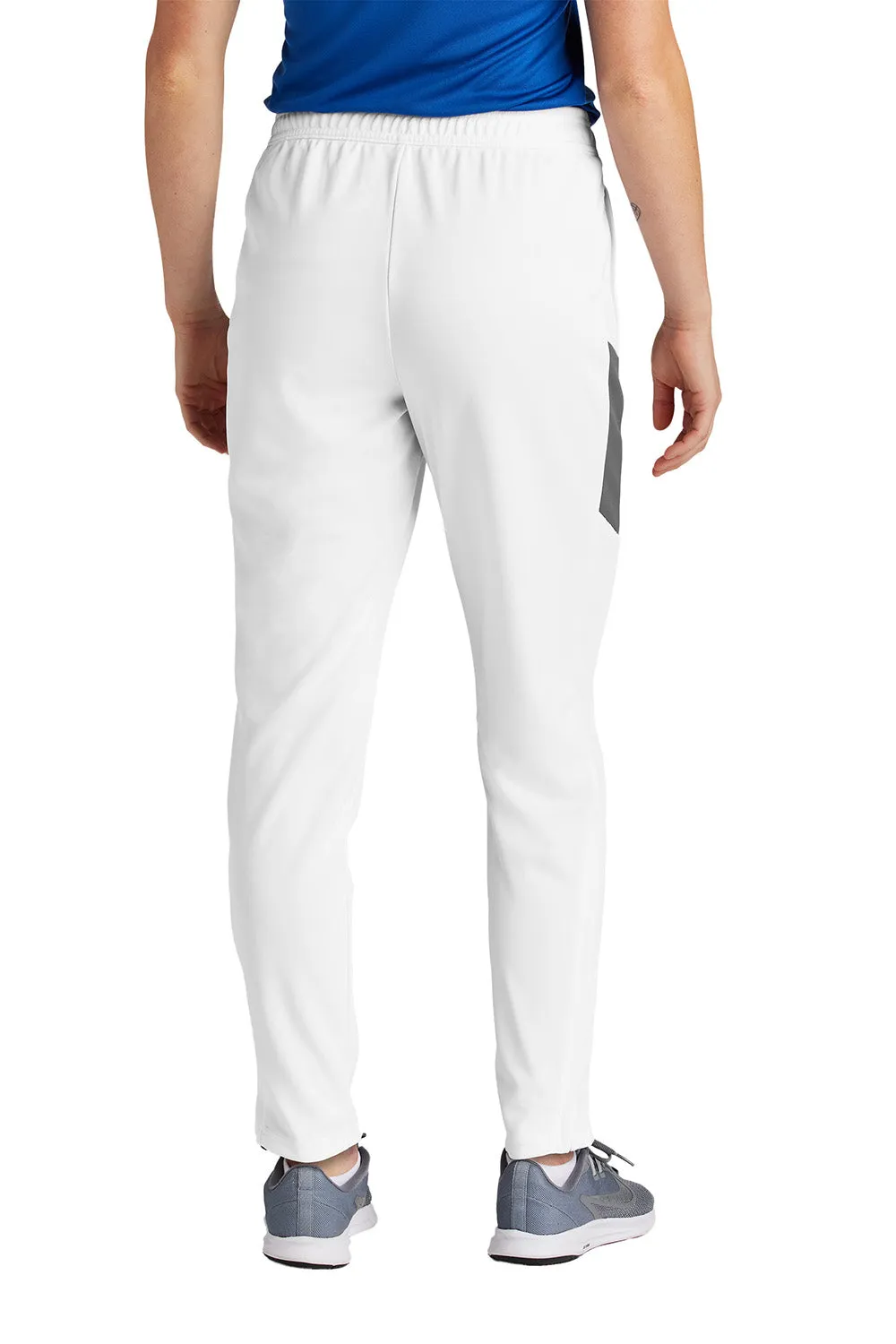 Sport-Tek Womens Moisture Wicking Travel Pants w/ Pockets - White/Iron Grey