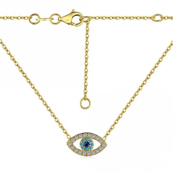 Sterling Silver Gold Plated Blue Evil Eye Necklace ERLN039 Ania Haie Jewellery
