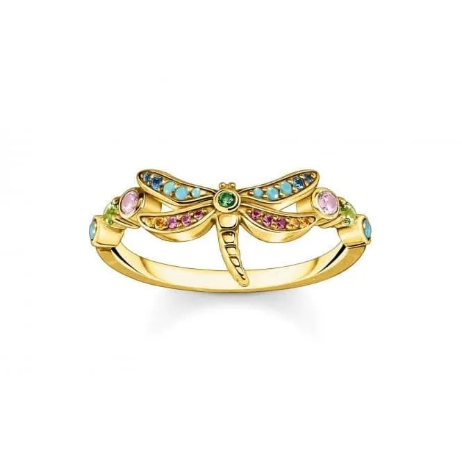 Sterling Silver Gold Plated Dragonfly Ring TR2383-315-7 Thomas Sabo Rings