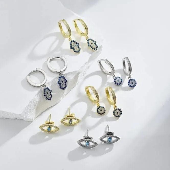 Sterling Silver Gold Plated Evil Eye Stud Earrings ERLE081 Ania Haie Jewellery