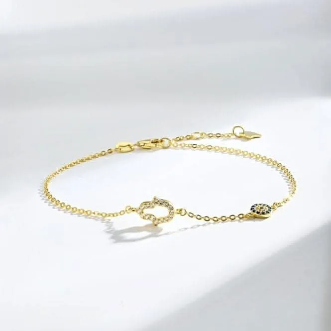 Sterling Silver Gold Plated Hand Of Fatima Bracelet ERLB048 Ania Haie Jewellery