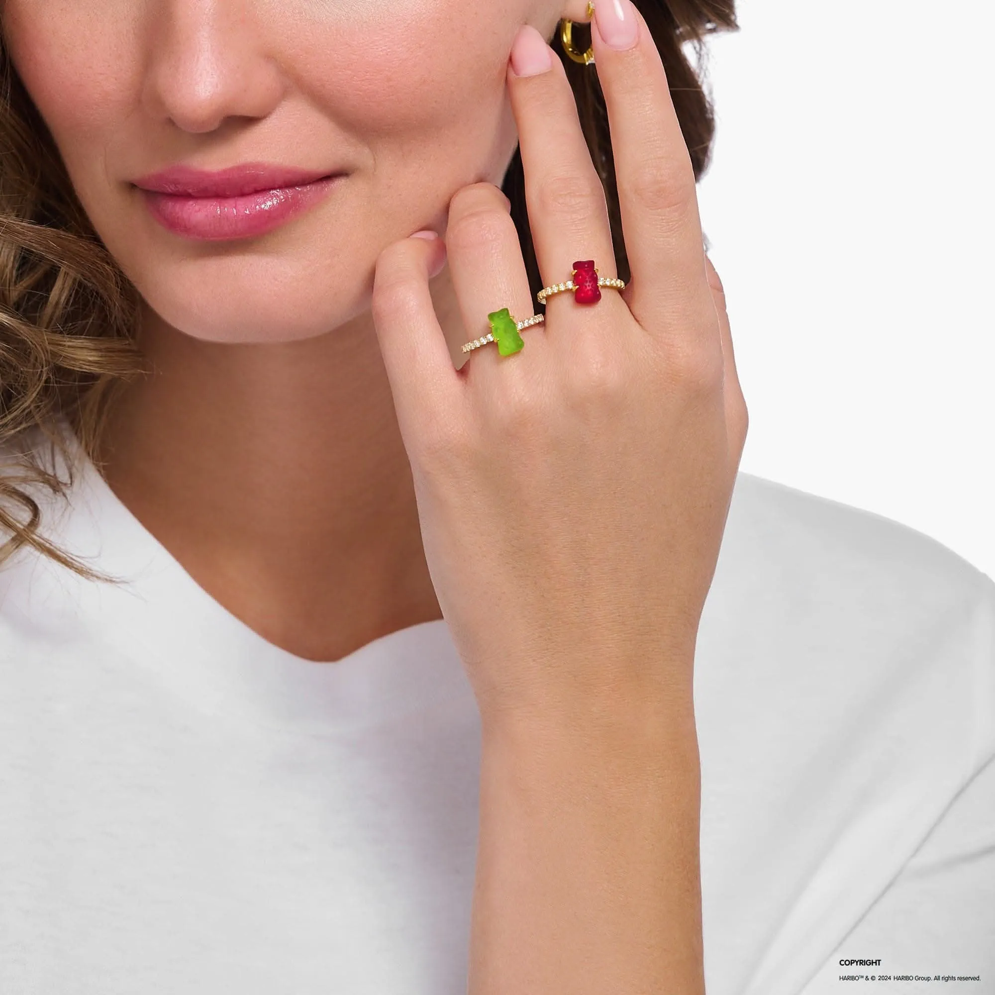 Sterling Silver HARIBO Gold Plated Zirconia Red Goldbears Ring TR2459-414-10 Thomas Sabo Rings
