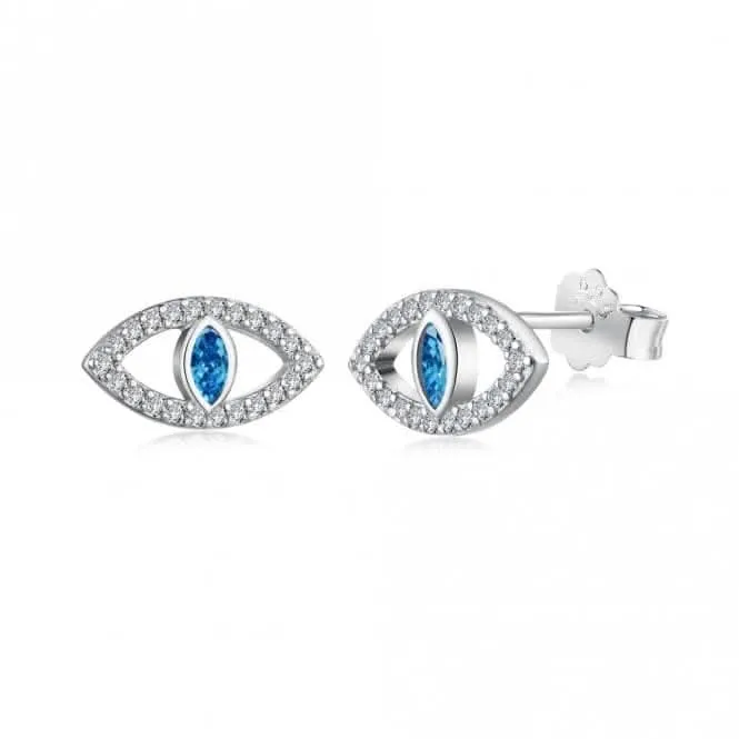 Sterling Silver Rhodium Plated Evil Eye Stud Earrings ERLE082 Ania Haie Jewellery