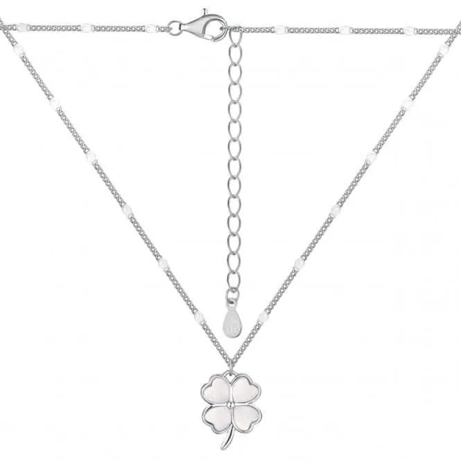 Sterling Silver Rhodium Plated Lucky 4 Leaf Necklace ERLN036 Ania Haie Jewellery