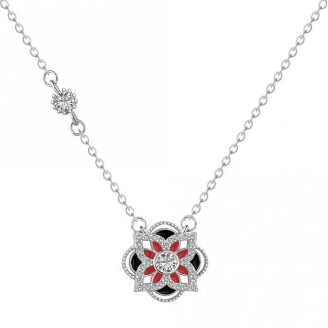 Sterling Silver Rhodium Plated Sparkling Zirconia Lucky 4 Leaf Necklace ERLN027 Ania Haie Jewellery