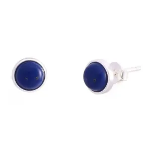 Sterling Silver Round Synthetic Lapis Stud Earrings ERLE005 Ania Haie Jewellery
