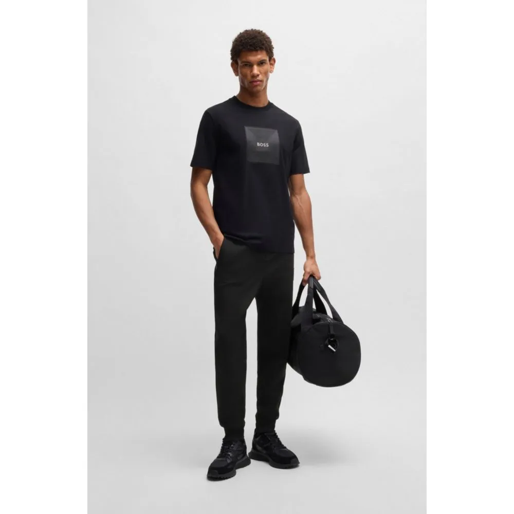 Stretch tracksuit bottoms with logo patch