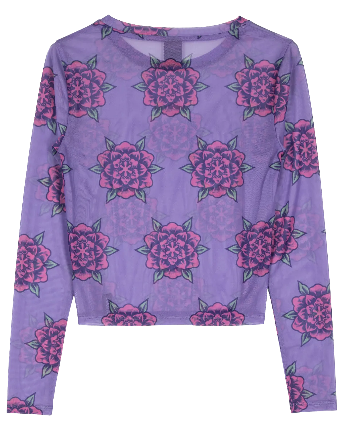 Strip Digi Mesh T-Shirt in Purple Flowers