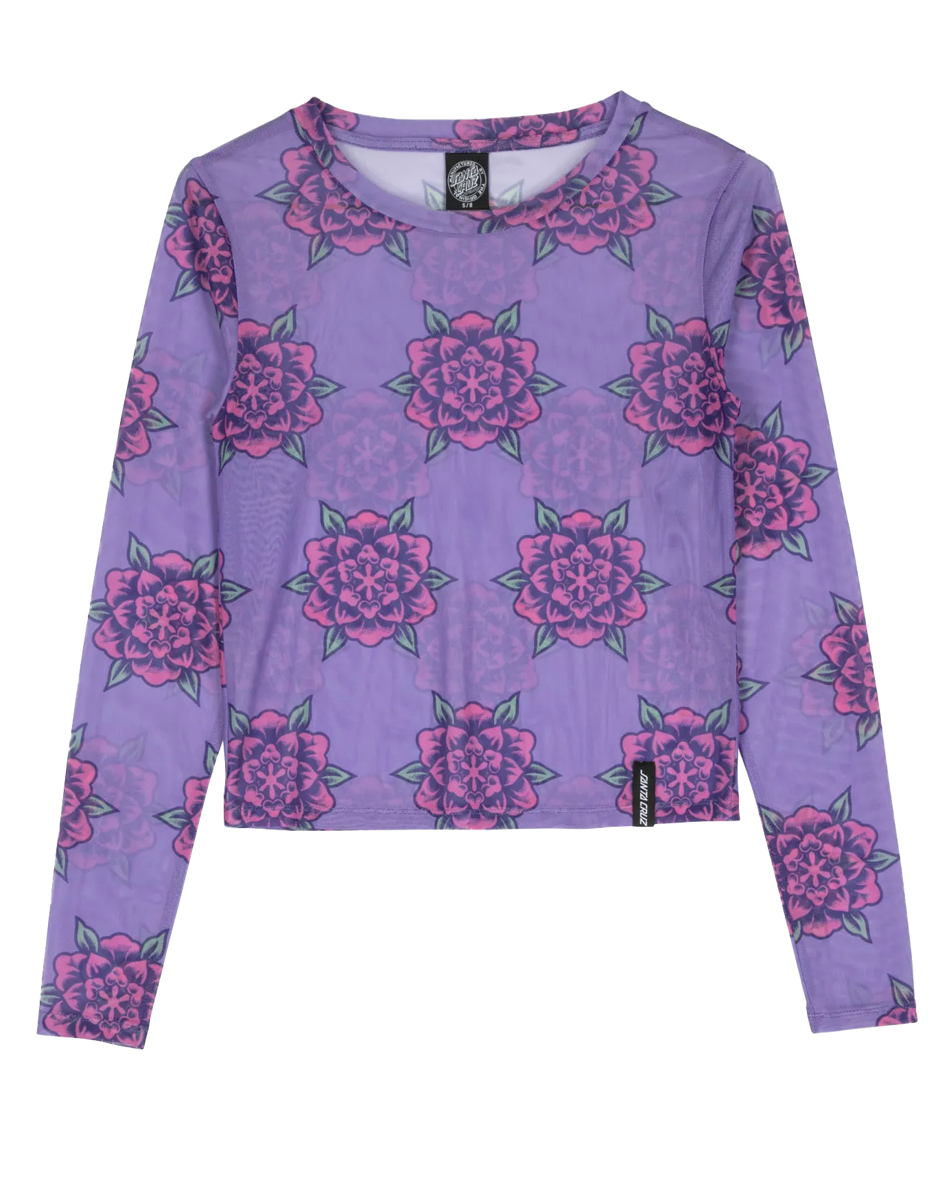 Strip Digi Mesh T-Shirt in Purple Flowers