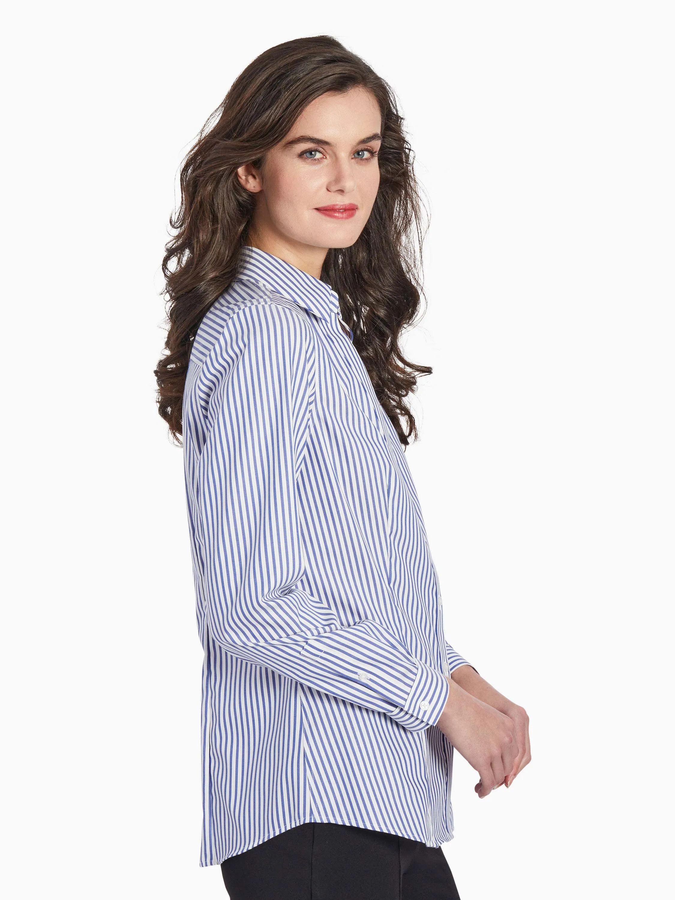 Striped Easy-Care Button-Up Shirt