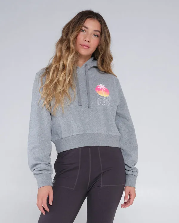 Summer Vibe Crop Hoody - Heather Grey