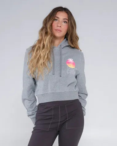 Summer Vibe Crop Hoody - Heather Grey