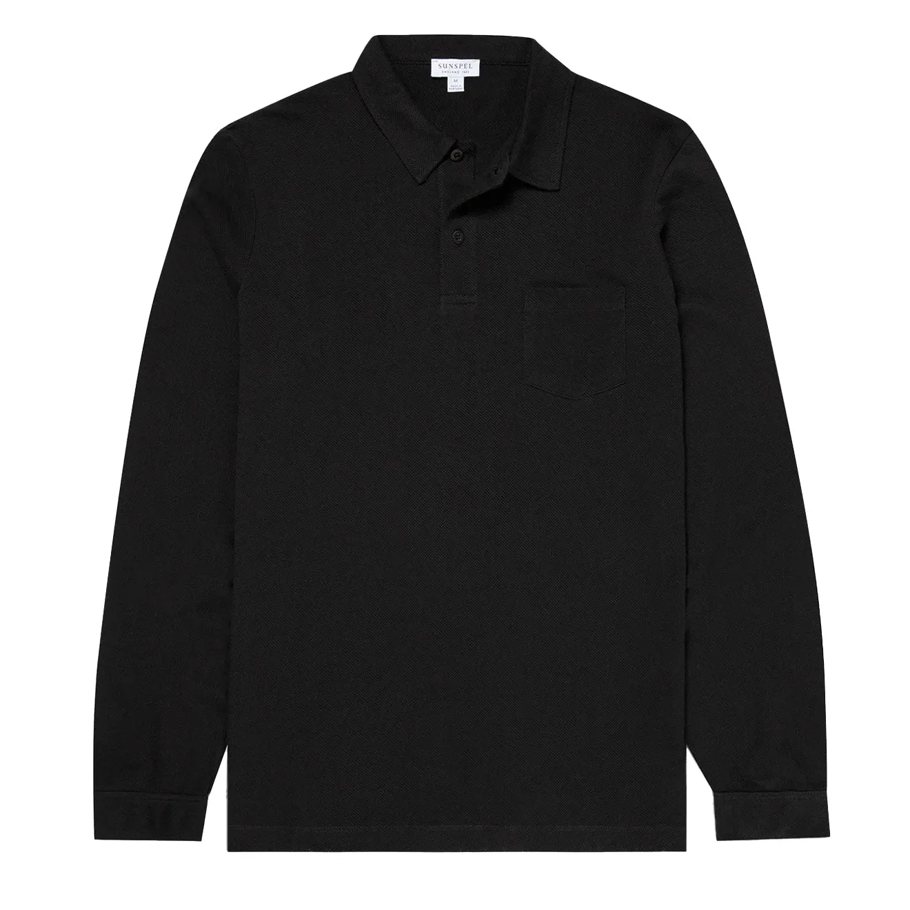 Sunspel Long Sleeve Riviera Polo Black