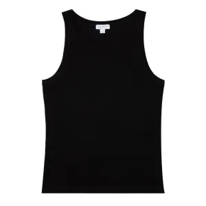 Sunspel Womens Ribbed Tank Top Black