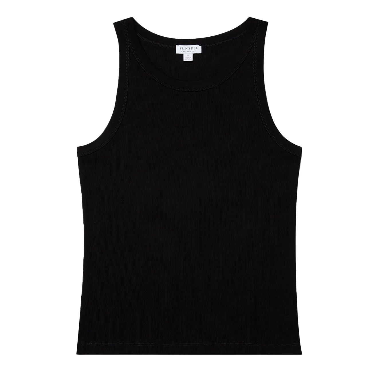 Sunspel Womens Ribbed Tank Top Black