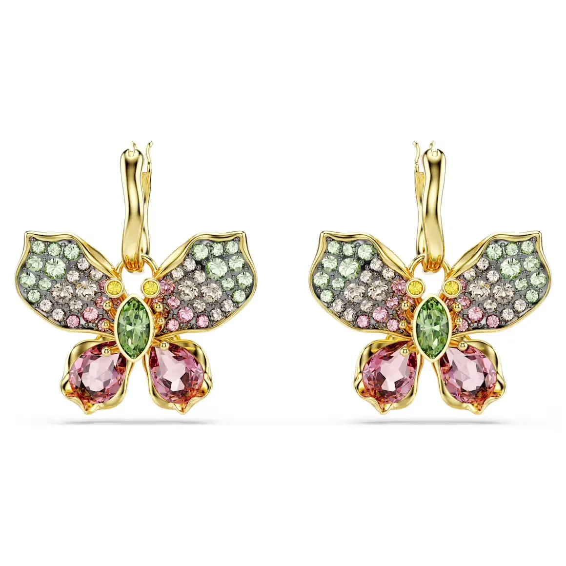 Swarovski Jewellery Idyllia Multicoloured Mixed Cuts Pave Butterfly Gold Drop Earrings