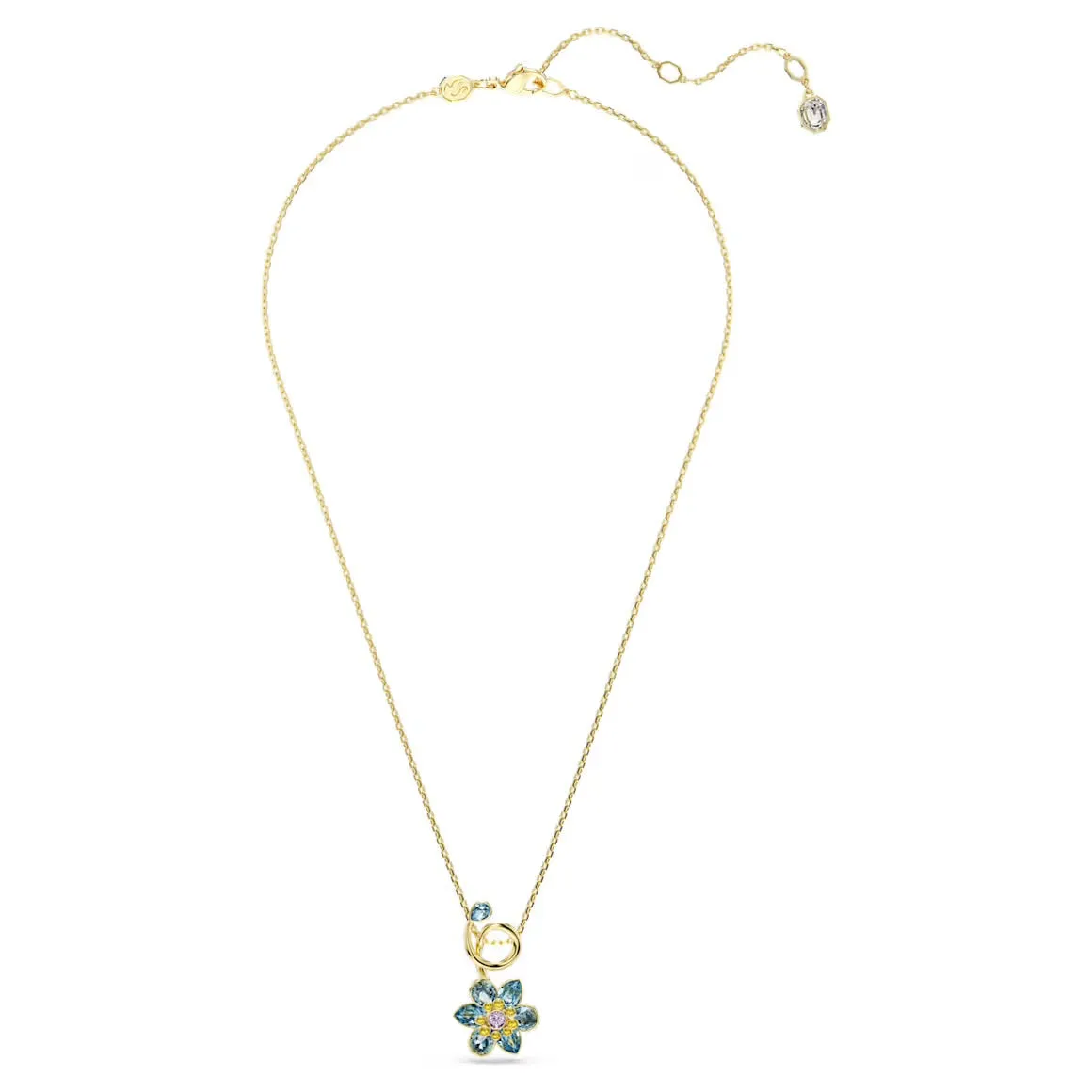 Swarovski Jewellery Idyllic Multicoloured Flower Mixed Cuts Gold Drop Necklace