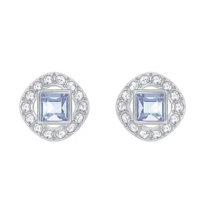 Swarovski Jewellery Swarovski Angelic Rhodium Plated Blue Crystal Square Cut Stud Earrings