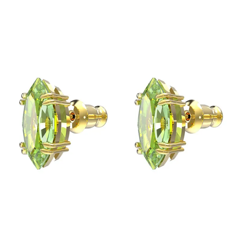 Swarovski Jewellery Swarovski Gema Gold Tone Plated Green Kite Cut Crystal Stud Earrings
