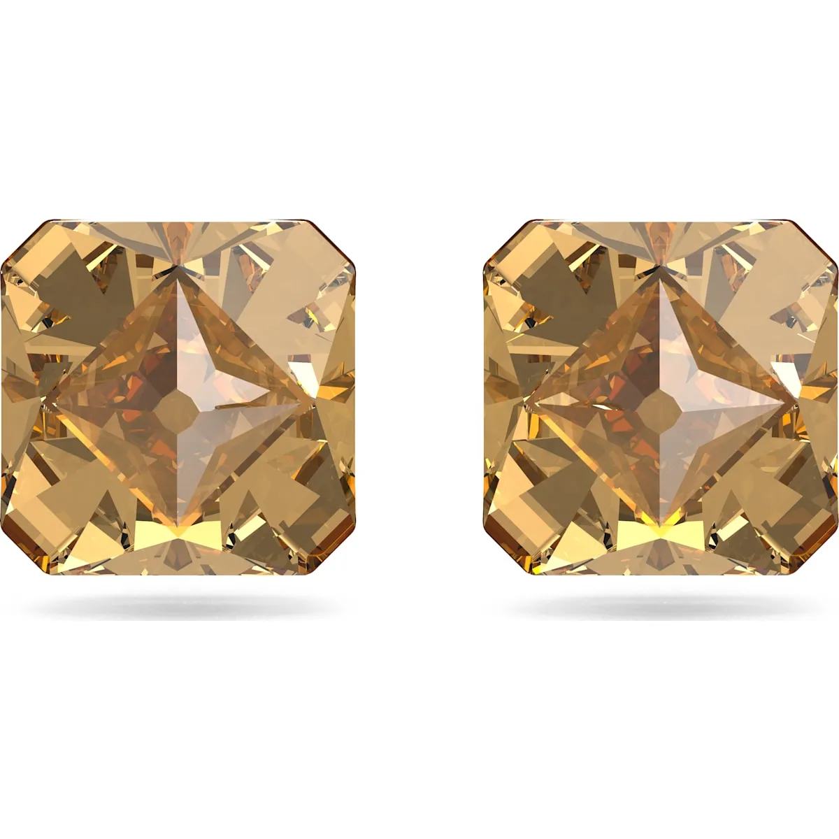 Swarovski Jewellery Swarovski Ortyx Gold Tone Plated Yellow Crystal Pyramid Cut Stud Earrings