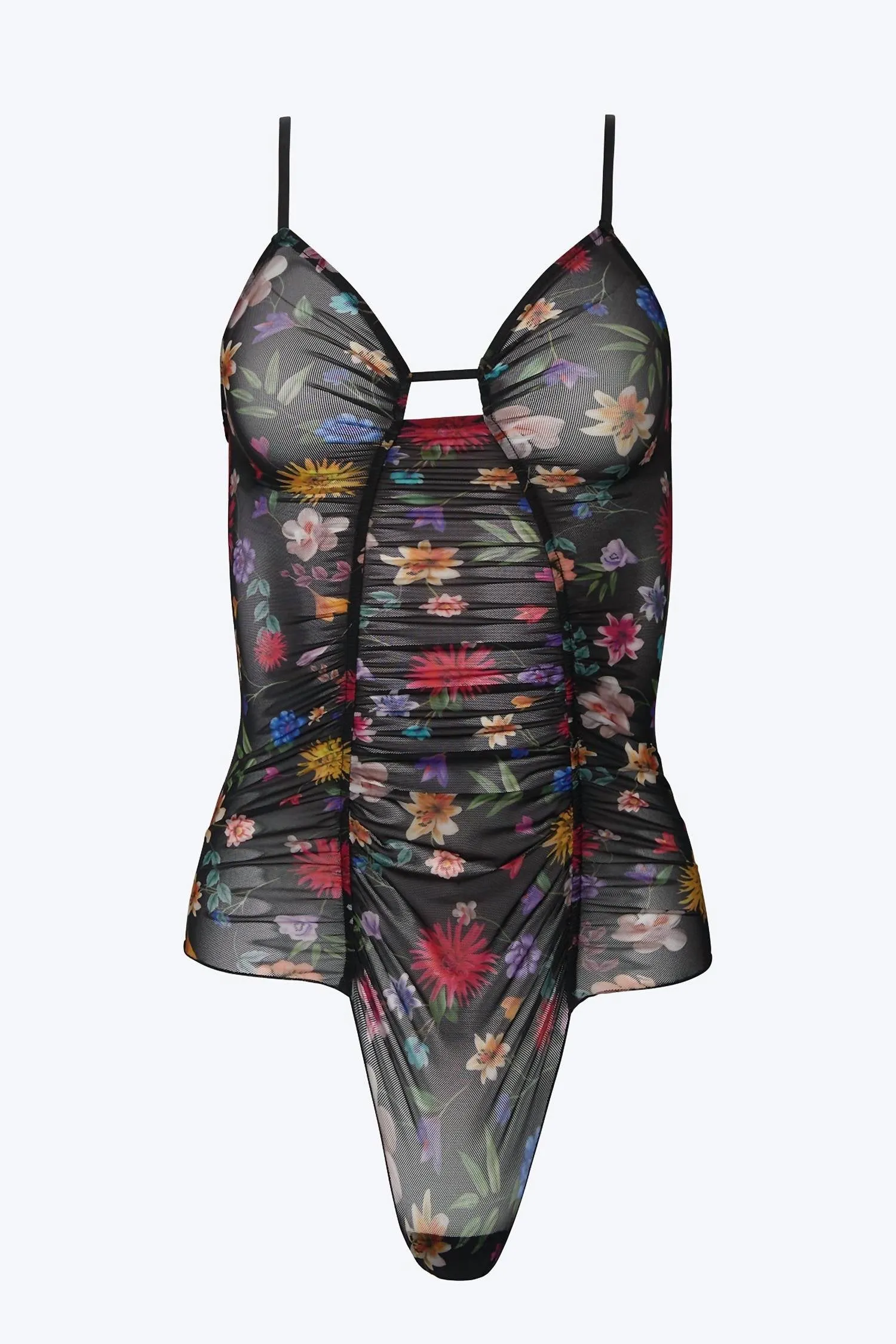 Sylvie Pin Up Bodysuit In Black Floral