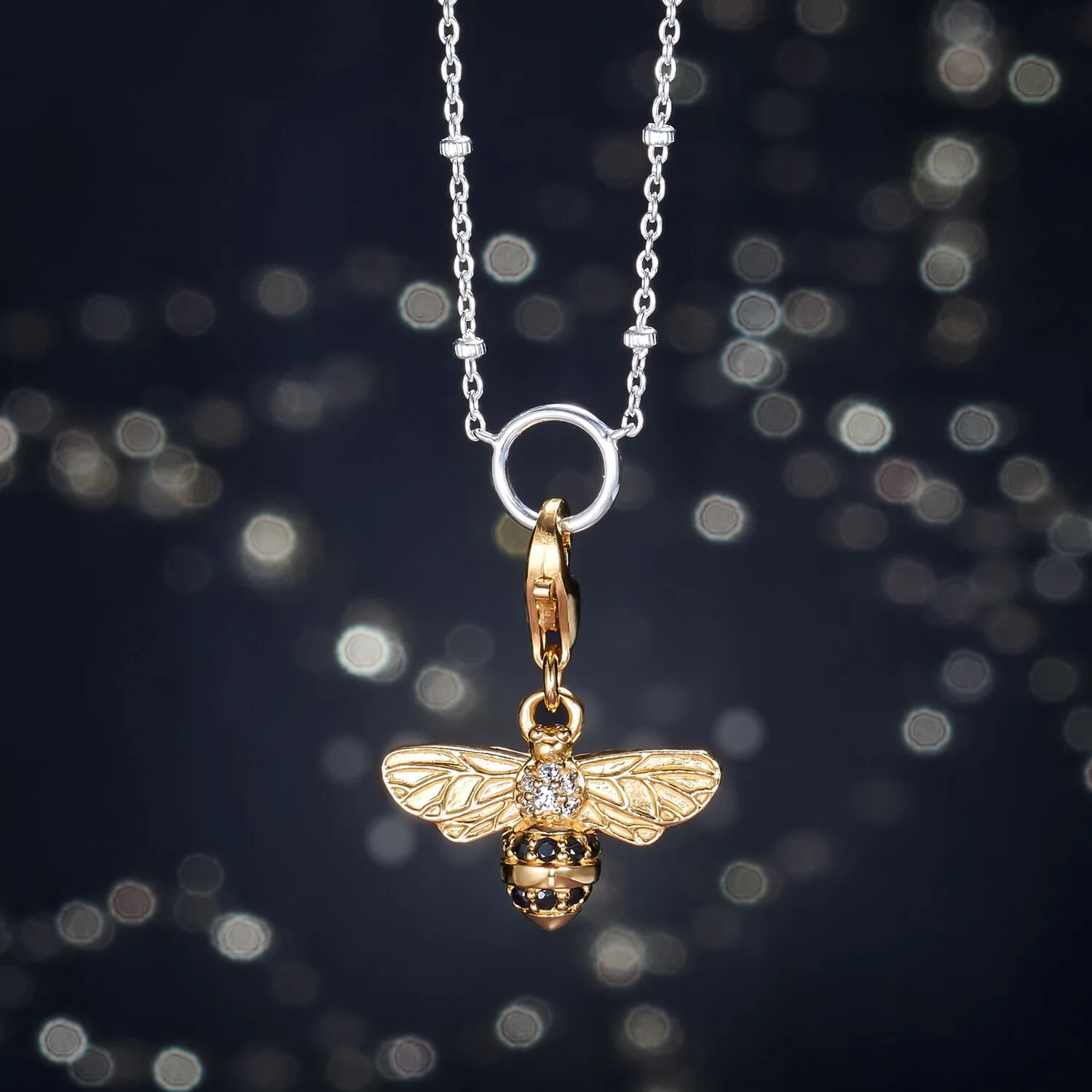 Thomas Sabo Jewellery Thomas Sabo Charm Club Yellow Gold Plated Silver Zirconia Bee Charm