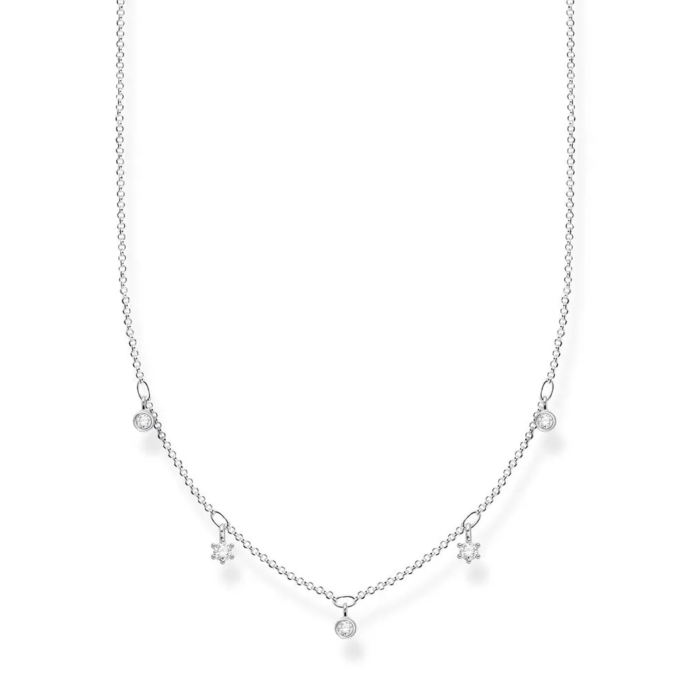 Thomas Sabo Silver Jewellery Sterling Silver Thomas Sabo Charm Club Zirconia Necklace 40-45cm