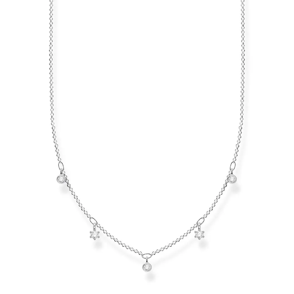 Thomas Sabo Silver Jewellery Sterling Silver Thomas Sabo Charm Club Zirconia Necklace 40-45cm