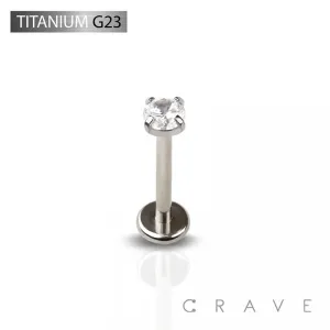TITANIUM INTERNALLY THREADED CZ PRONG SET LABRET