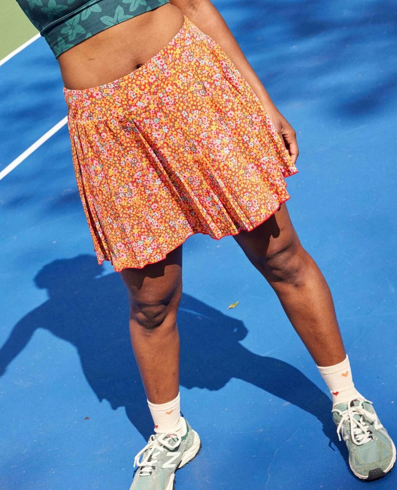 TOAD&CO Skort Women's XS Orange Floral Print Taffy Micro Pleated A-Line VDA293
