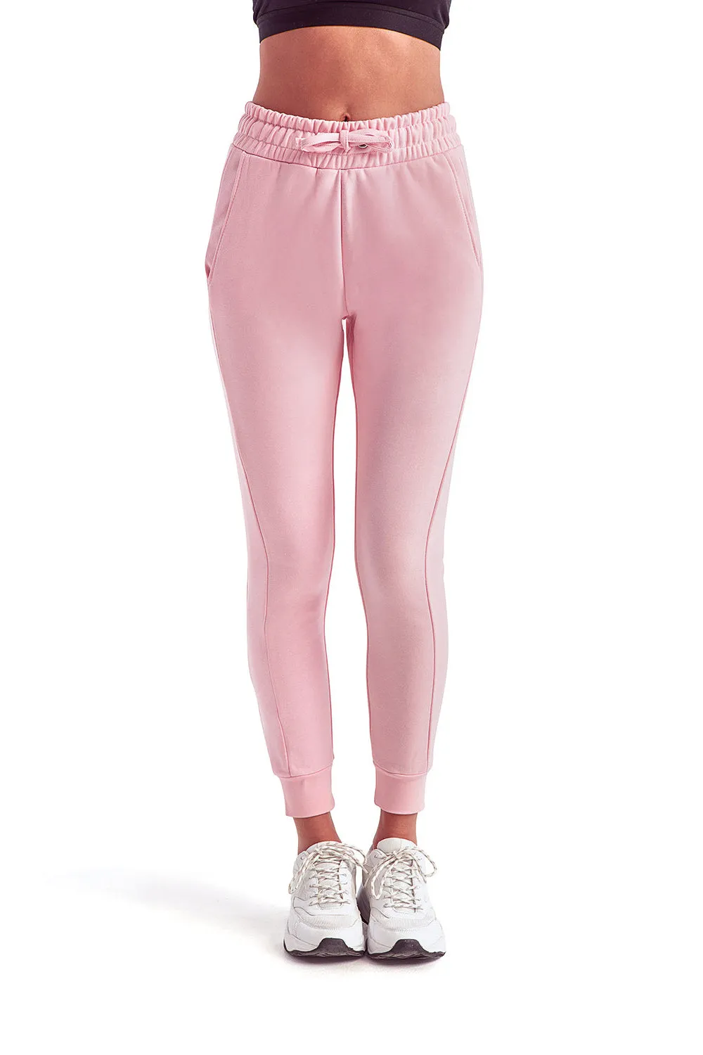 TriDri Womens Maria Fitted Jogger Sweatpants w/ Pockets - Light Pink - Closeout