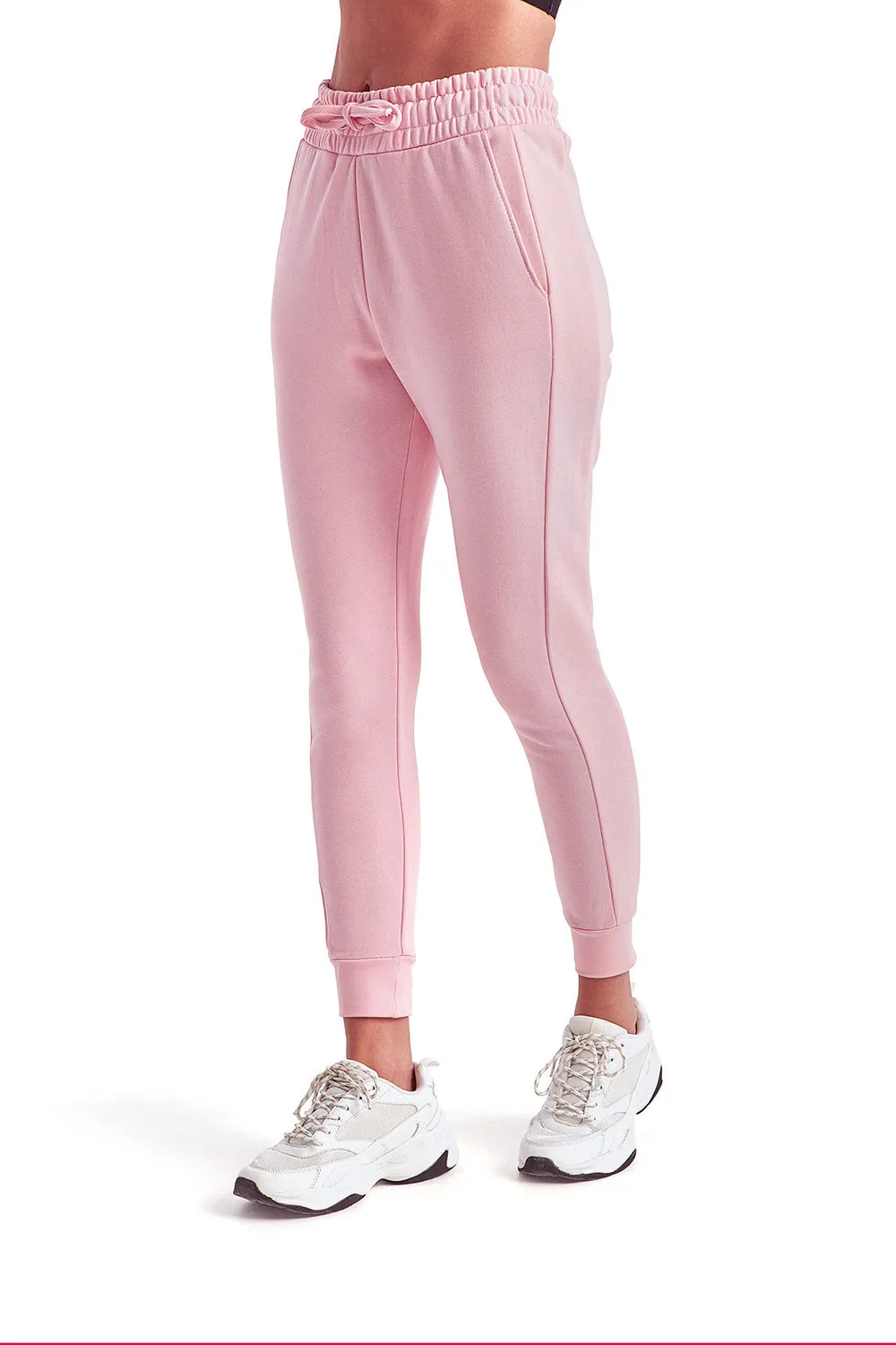 TriDri Womens Maria Fitted Jogger Sweatpants w/ Pockets - Light Pink - Closeout