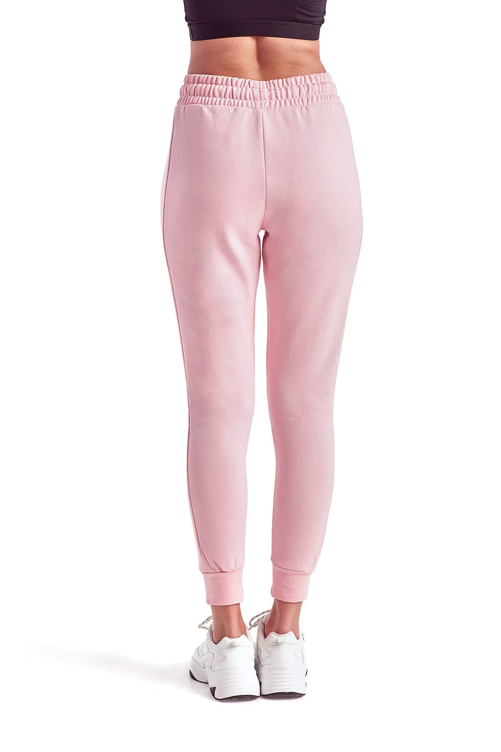 TriDri Womens Maria Fitted Jogger Sweatpants w/ Pockets - Light Pink - Closeout