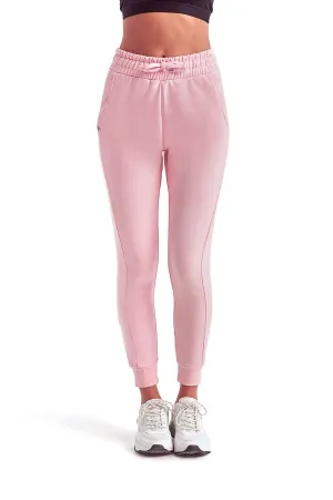TriDri Womens Maria Fitted Jogger Sweatpants w/ Pockets - Light Pink - Closeout