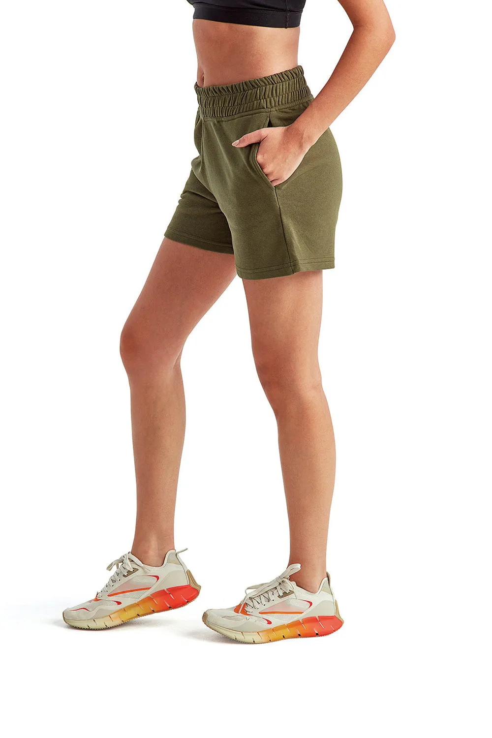 TriDri Womens Maria Jogger Shorts w/ Pockets - Olive Green - Closeout