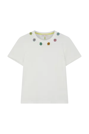 Tshirt Flower Neck Tee004a White
