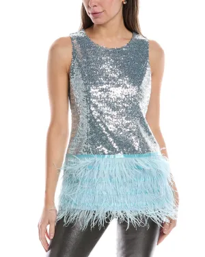 tyler böe Bella Feathered Sequin Top