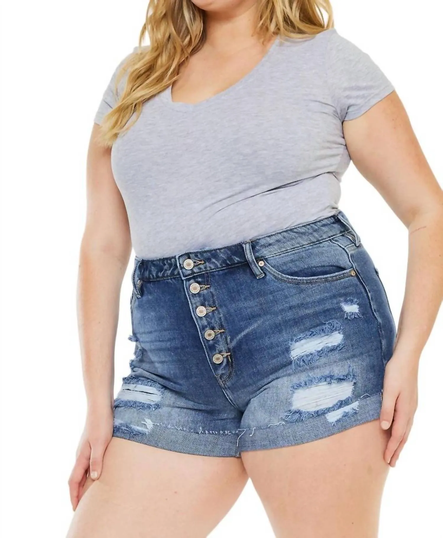 Ultra High Rise Shorts In Medium Wash
