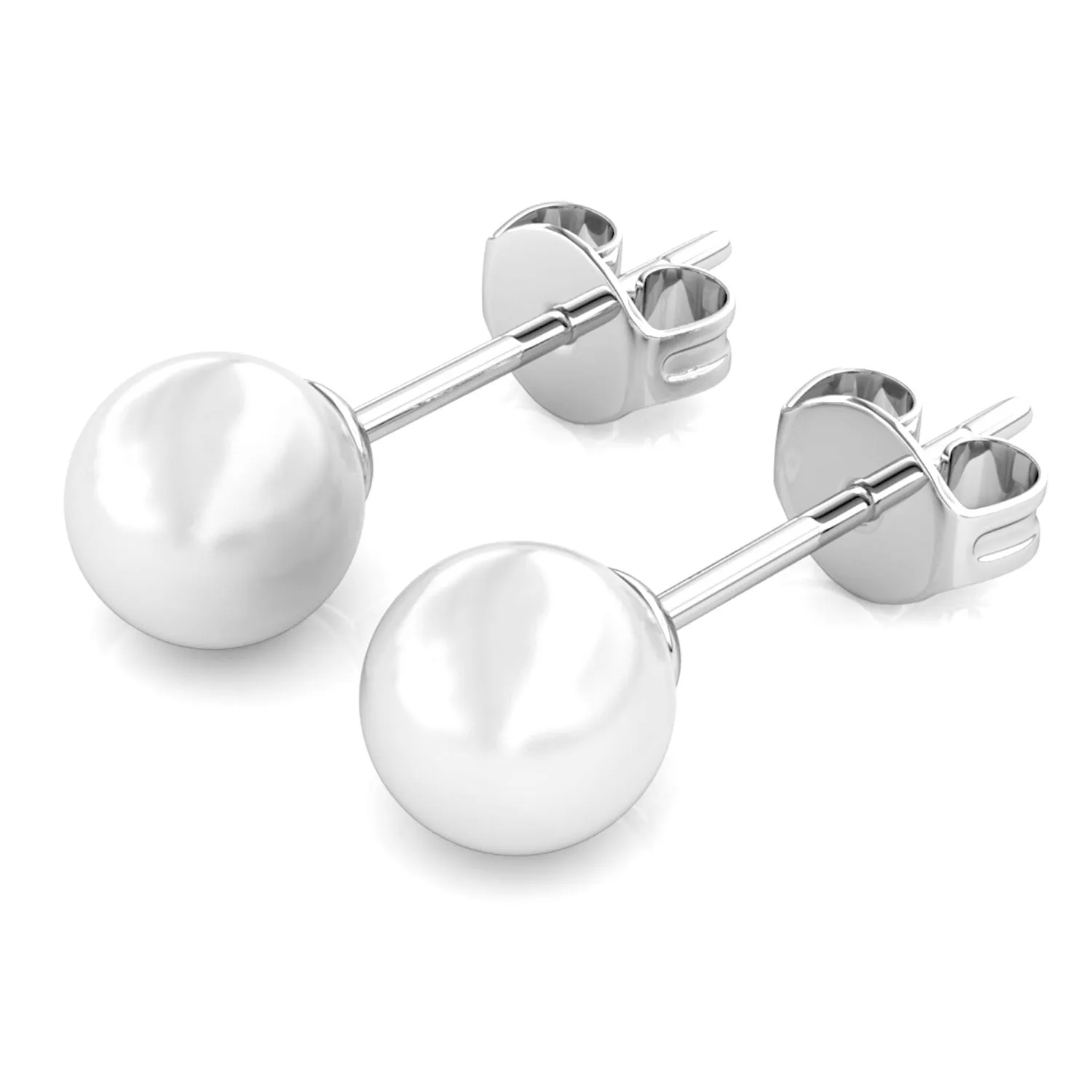 Vivienne 18k White Gold Plated Stud Earrings with Shell Pearls