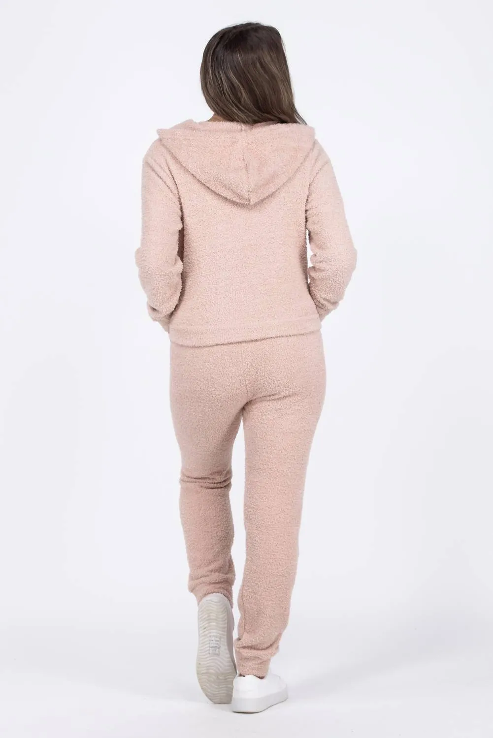 Watching You Knit Zip Up Hoodie Jogger Lounge Set In Pink