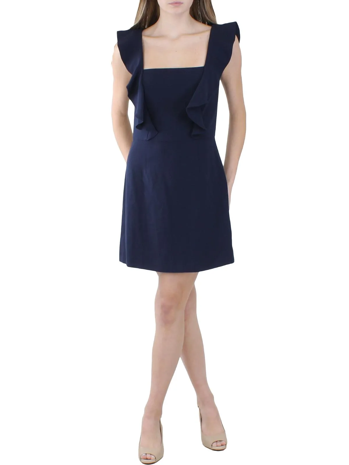 Whisper Womens Ruffled Short Mini Dress
